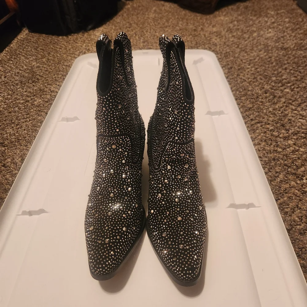 Studded Black Ankle Boots - Picture 2 of 8